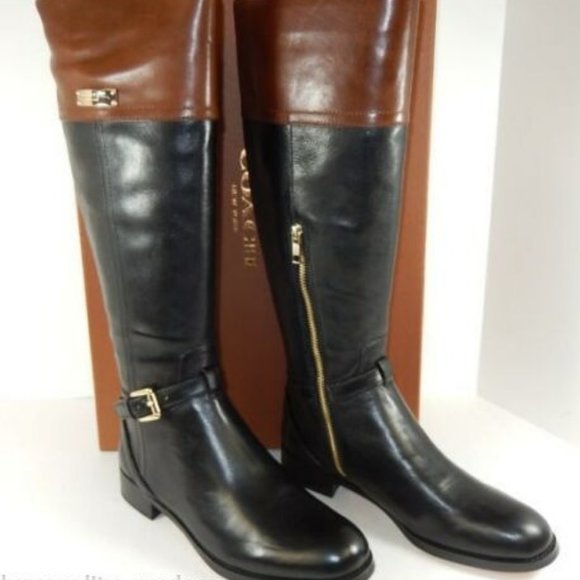 Coach Micha  Leather Zip Tall Dress Boots 6 - Picture 1 of 4